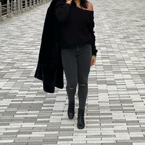 Open back baggy sweater